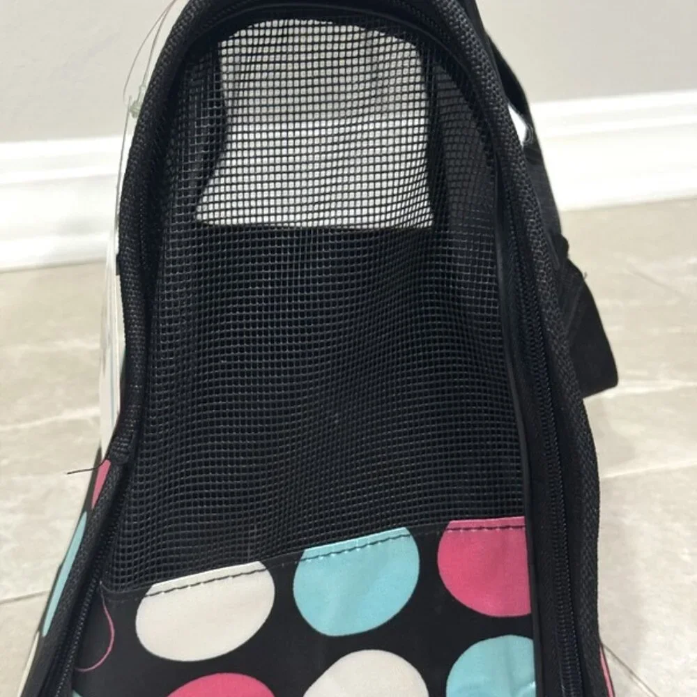 Dog Cat Carrier Polka Dot Soft Sided Pets Portable Folding Polyester Bag